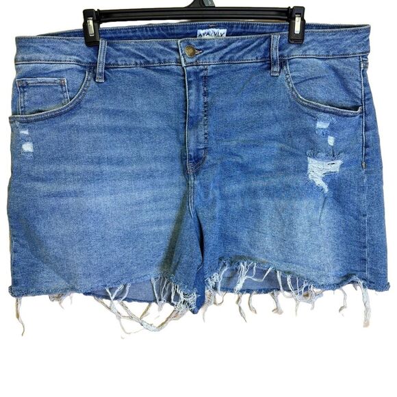 Ava & Viv Blue Distressed Jean Shorts - Size 24 - Picture 1 of 5